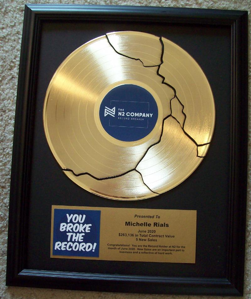 Broken Record Award Trophy Gold Plated 12" LP Album